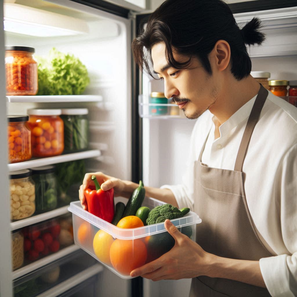 투명 용기를 활용해 식재료를 효율적으로 정리하는 주부의 실제 모습