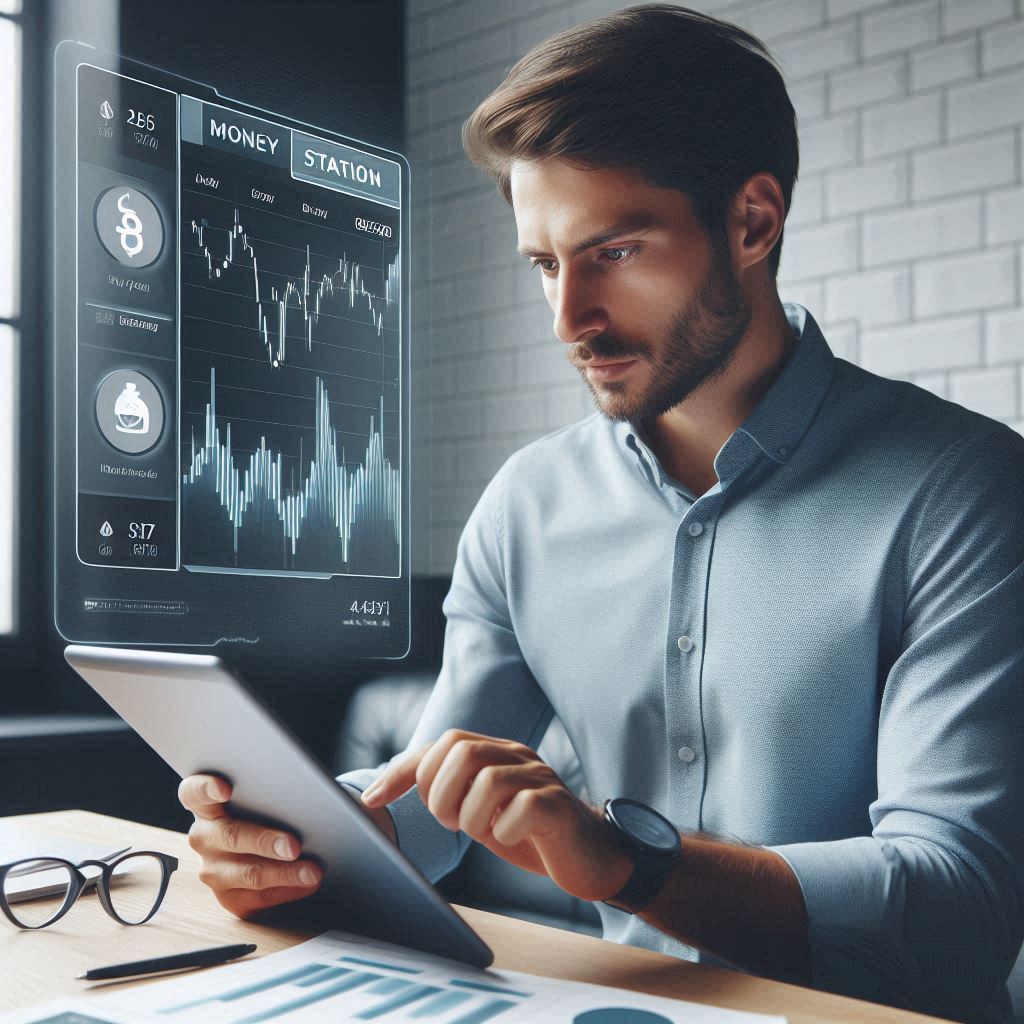 머니스테이션 앱으로 체계적인 자산 관리를 하는 30대 남성