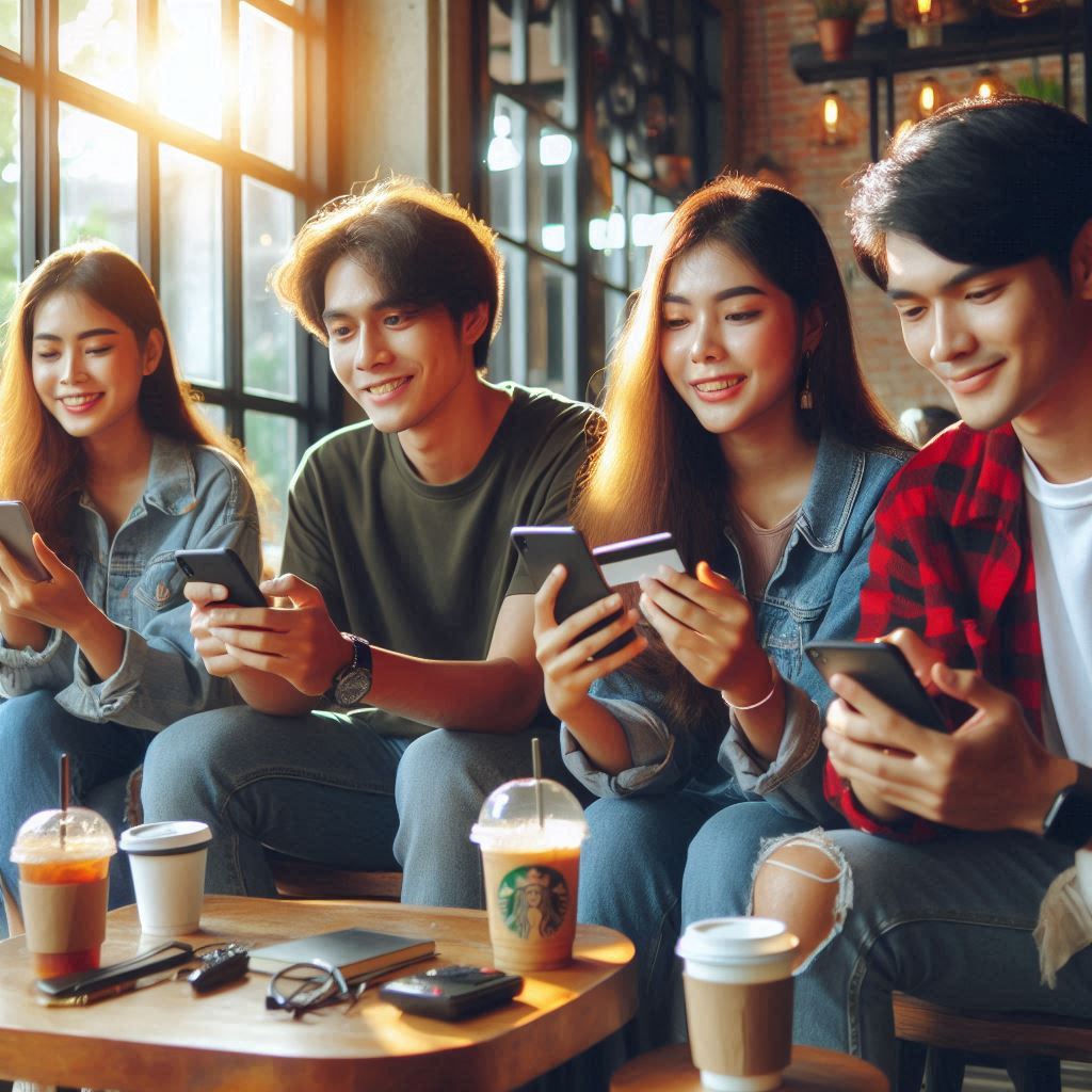 2030 세대가 CMA통장과 짠테크 앱을 활용하여 재정적 자유를 꿈꾸는 모습